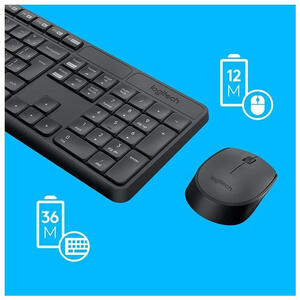 KIT TECLADO E MOUSE LOGITECH SEM FIO PRETO - MK235